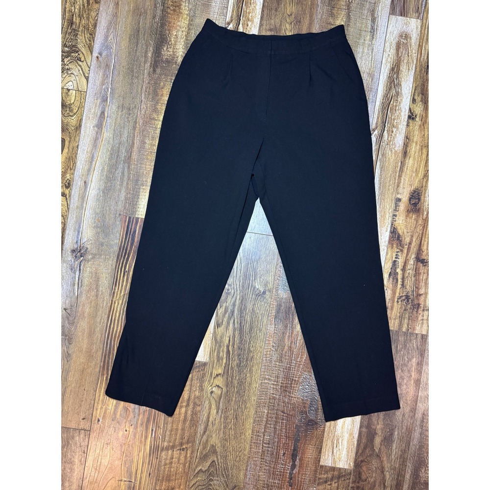 Liz Claiborne Lizsport Petite‎ Black Dress Pants Elastic Waist Career Casual